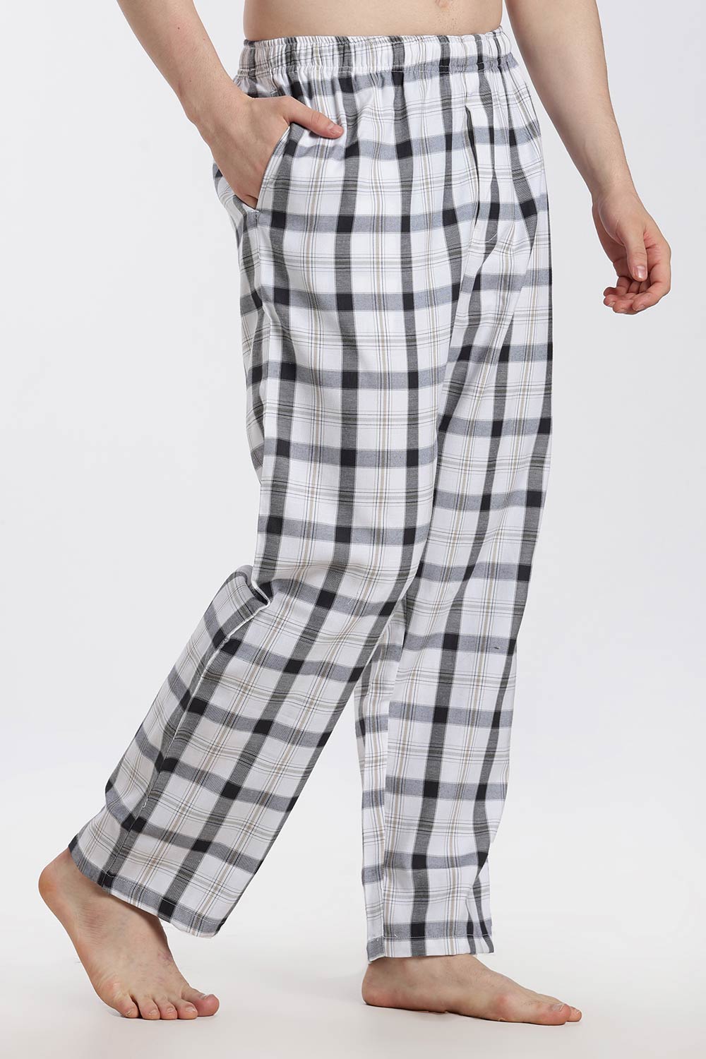 Enhance Men’s Cotton Blend Night Pants – Checked Pyjama Pants with Drawstring & Dual Side Pockets | Comfortable Men’s Nightwear & Lounge Pants - NP01