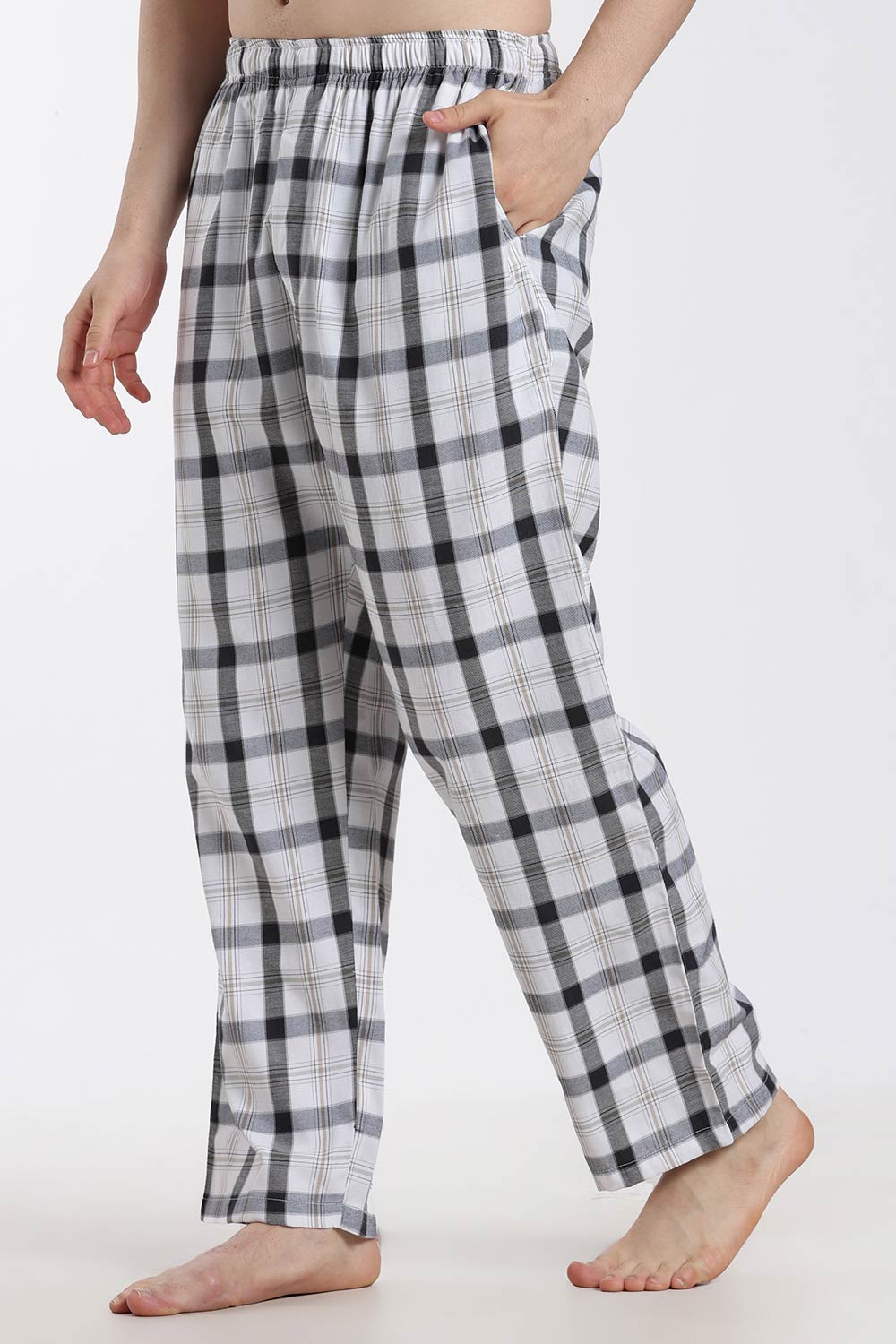Enhance Men’s Cotton Blend Night Pants – Checked Pyjama Pants with Drawstring & Dual Side Pockets | Comfortable Men’s Nightwear & Lounge Pants - NP01