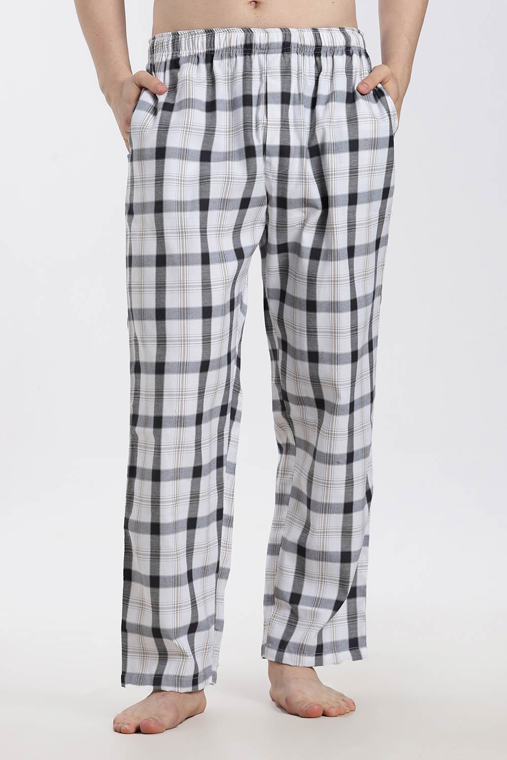 Enhance Men’s Cotton Blend Night Pants – Checked Pyjama Pants with Drawstring & Dual Side Pockets | Comfortable Men’s Nightwear & Lounge Pants - NP01