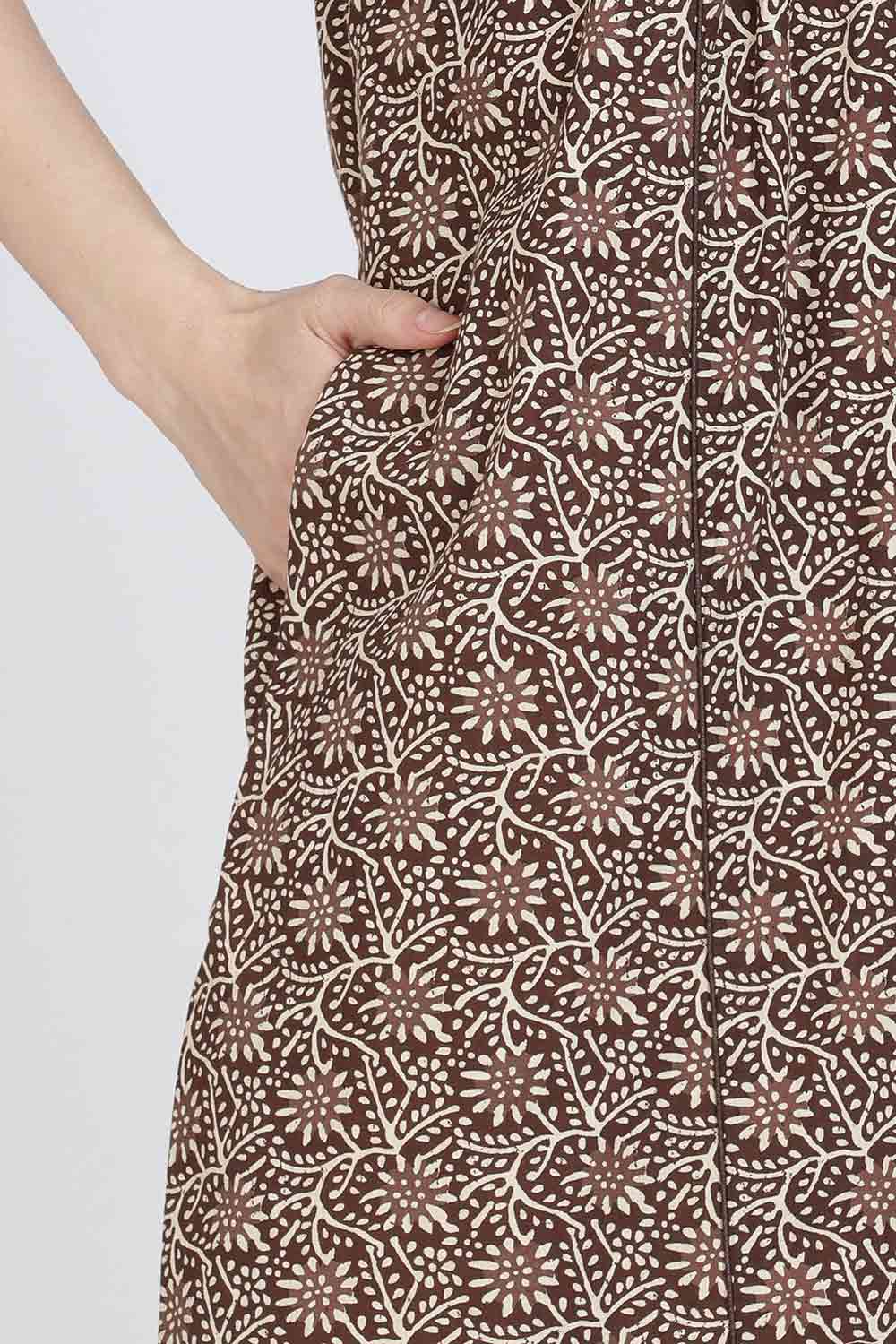 Naidu Hall Women’s Full-Length Printed Cotton Blend Nighty | V-Neck, Elbow Sleeves, A-Line Fit
 - NB09