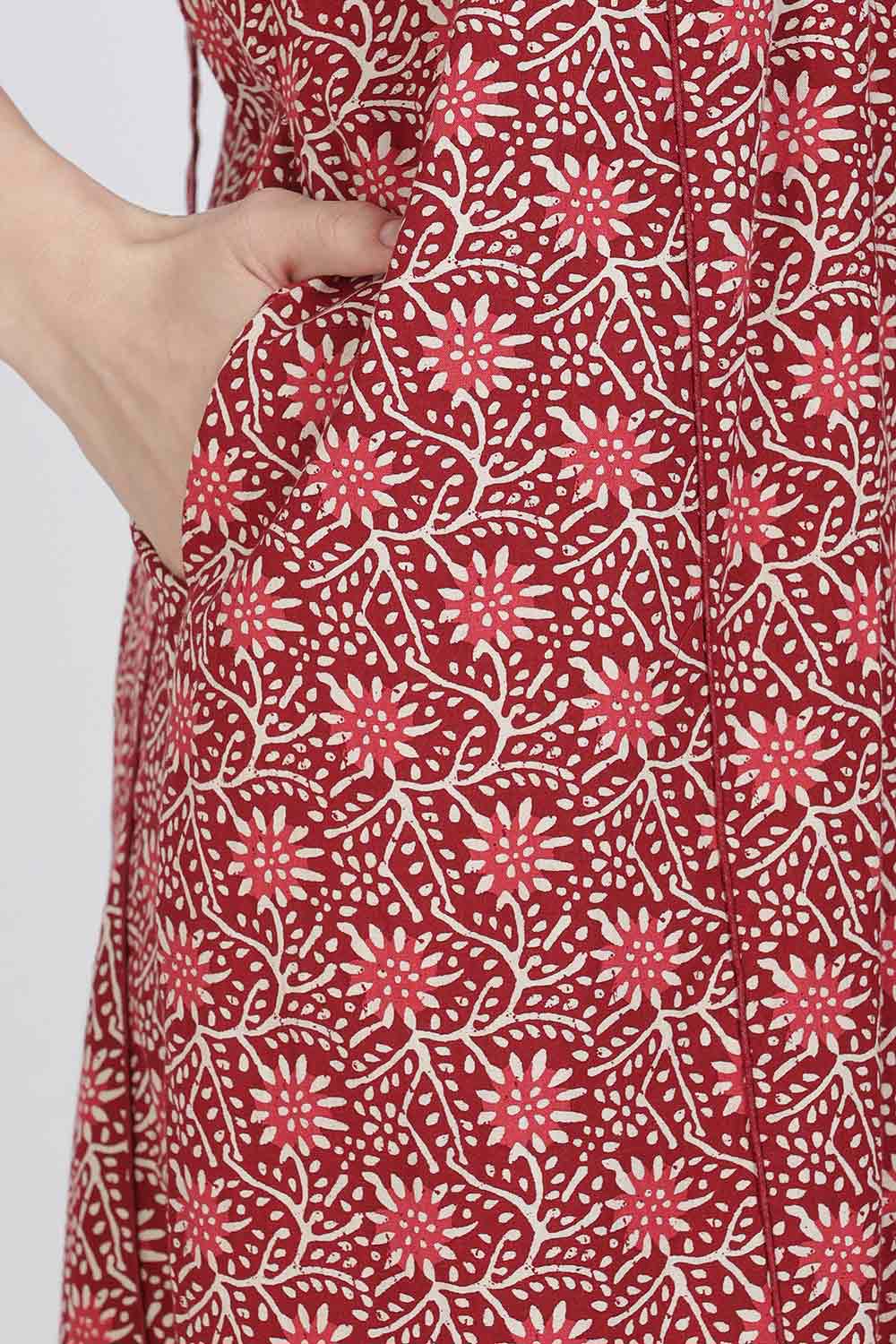 Naidu Hall Women’s Full-Length Printed Cotton Blend Nighty | V-Neck, Elbow Sleeves, A-Line Fit
 - NB09