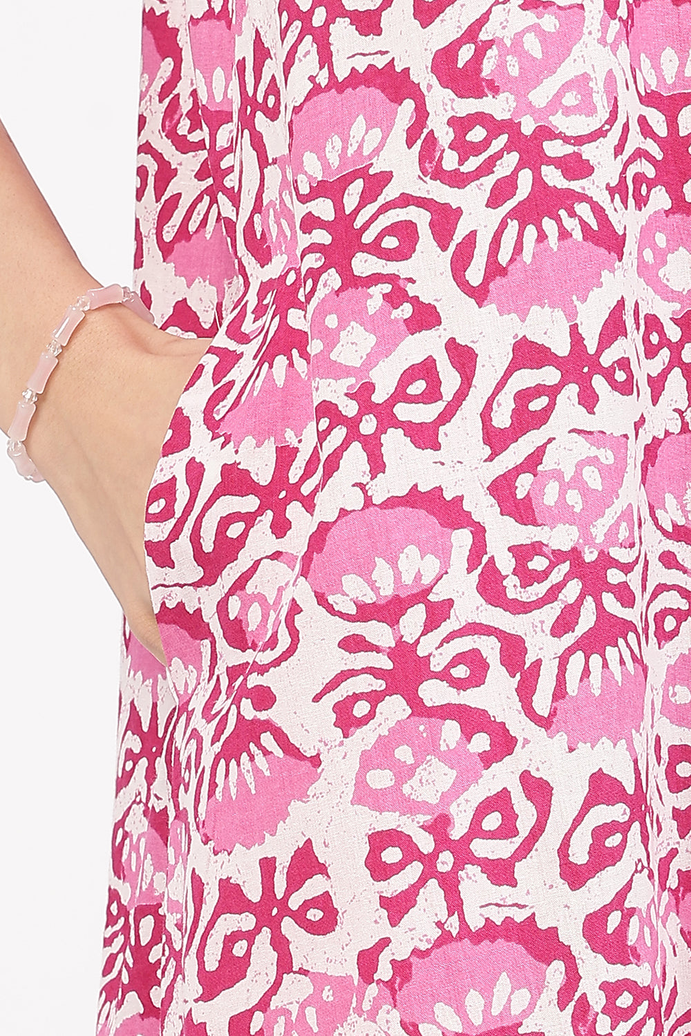 Naidu Hall Women’s A-Line Printed Cotton-Blend Nighty | Stylised V-Neck, Overlapped Panel, Short Sleeves
 - NA90