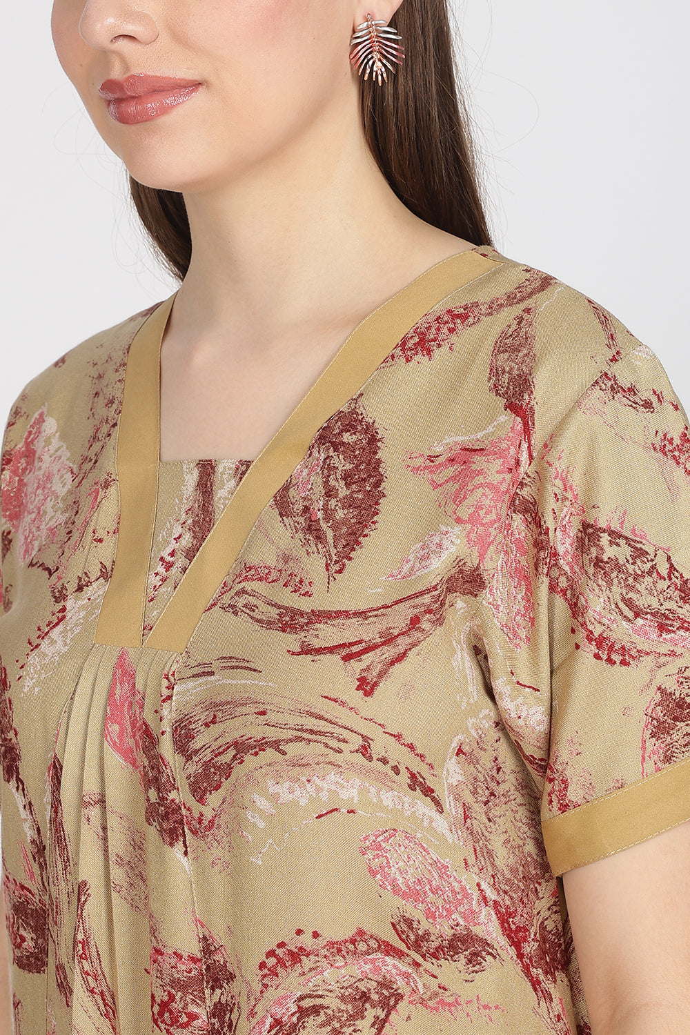 Naidu Hall Women’s Alpine Printed Cotton Nighty | Full-Length V-Neck Daily Wear & Sleepwear Nightdress
 - NB19