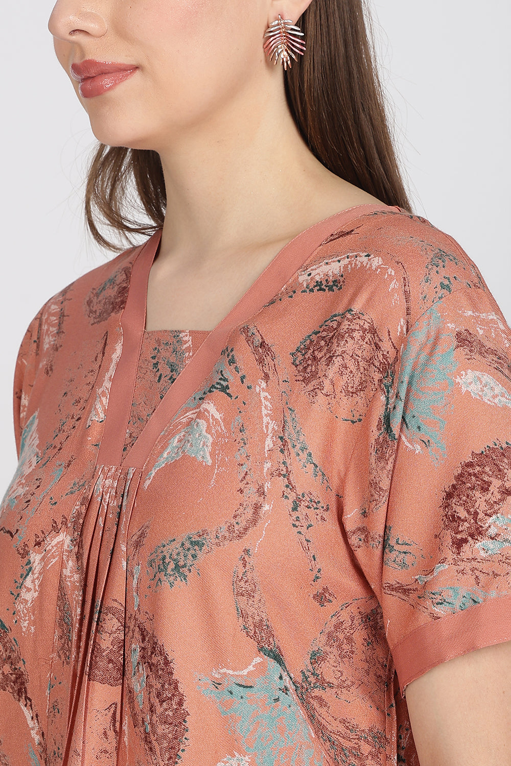 Naidu Hall Women’s Alpine Printed Cotton Nighty | Full-Length V-Neck Daily Wear & Sleepwear Nightdress
 - NB19