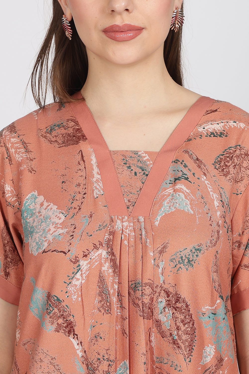 Naidu Hall Women’s Alpine Printed Cotton Nighty | Full-Length V-Neck Daily Wear & Sleepwear Nightdress
 - NB19