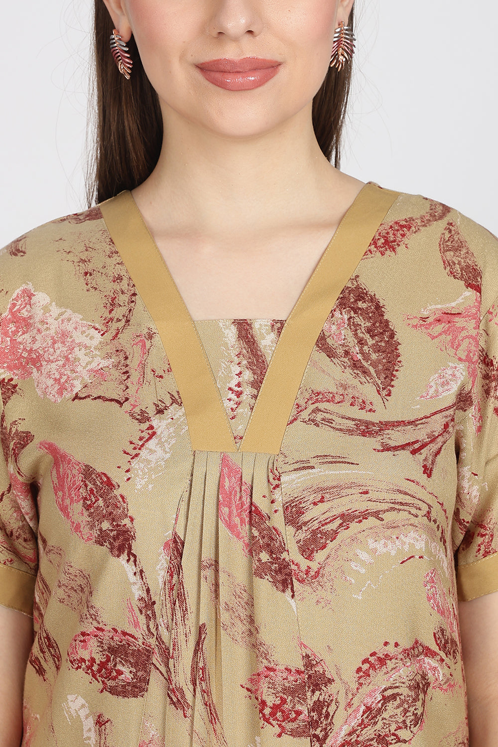 Naidu Hall Women’s Alpine Printed Cotton Nighty | Full-Length V-Neck Daily Wear & Sleepwear Nightdress
 - NB19