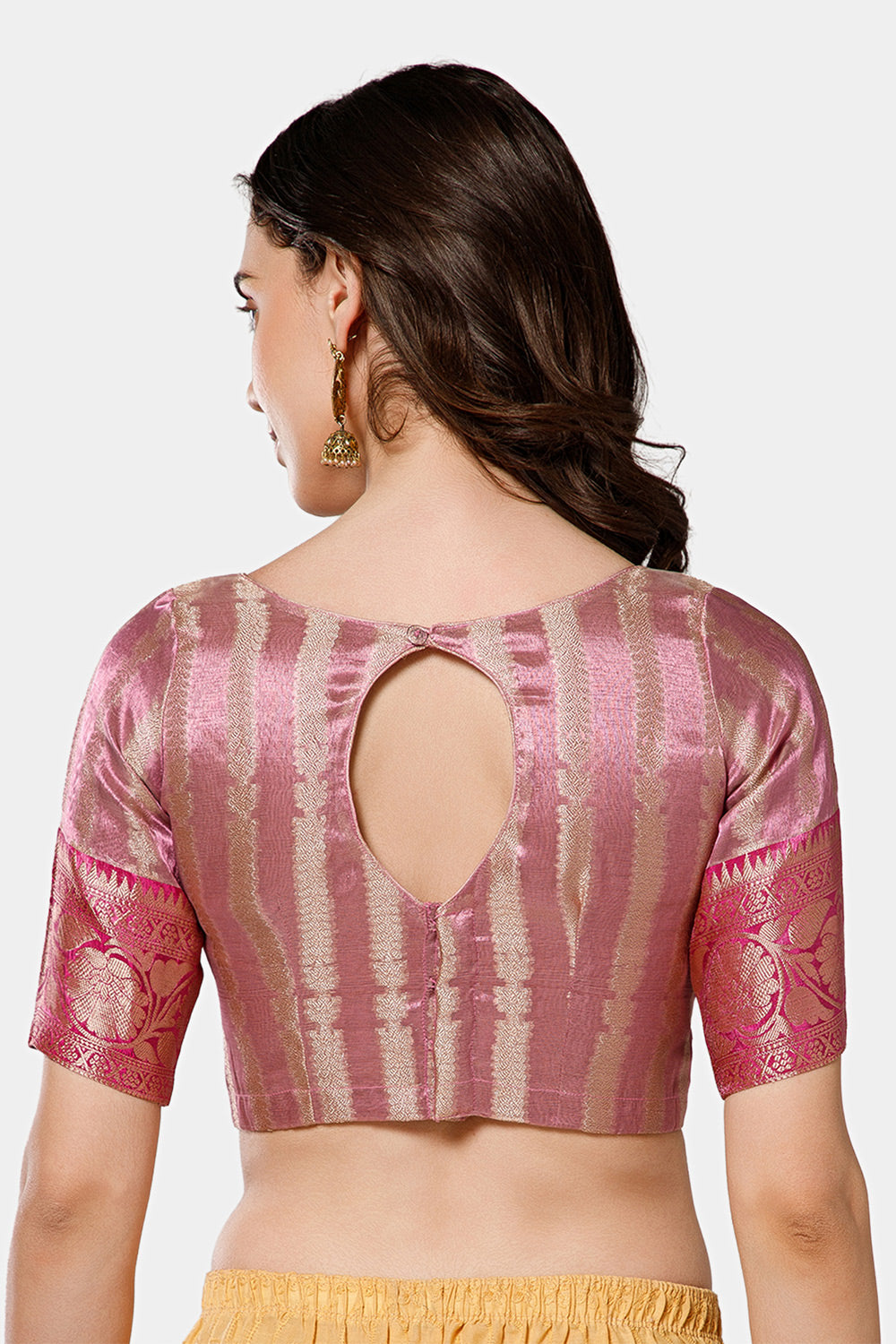 Naidu Hall Women’s Brocade Boat Neck Blouse | Princess Cut, 3/4th Sleeves, Back Open Designer Blouse - BU25