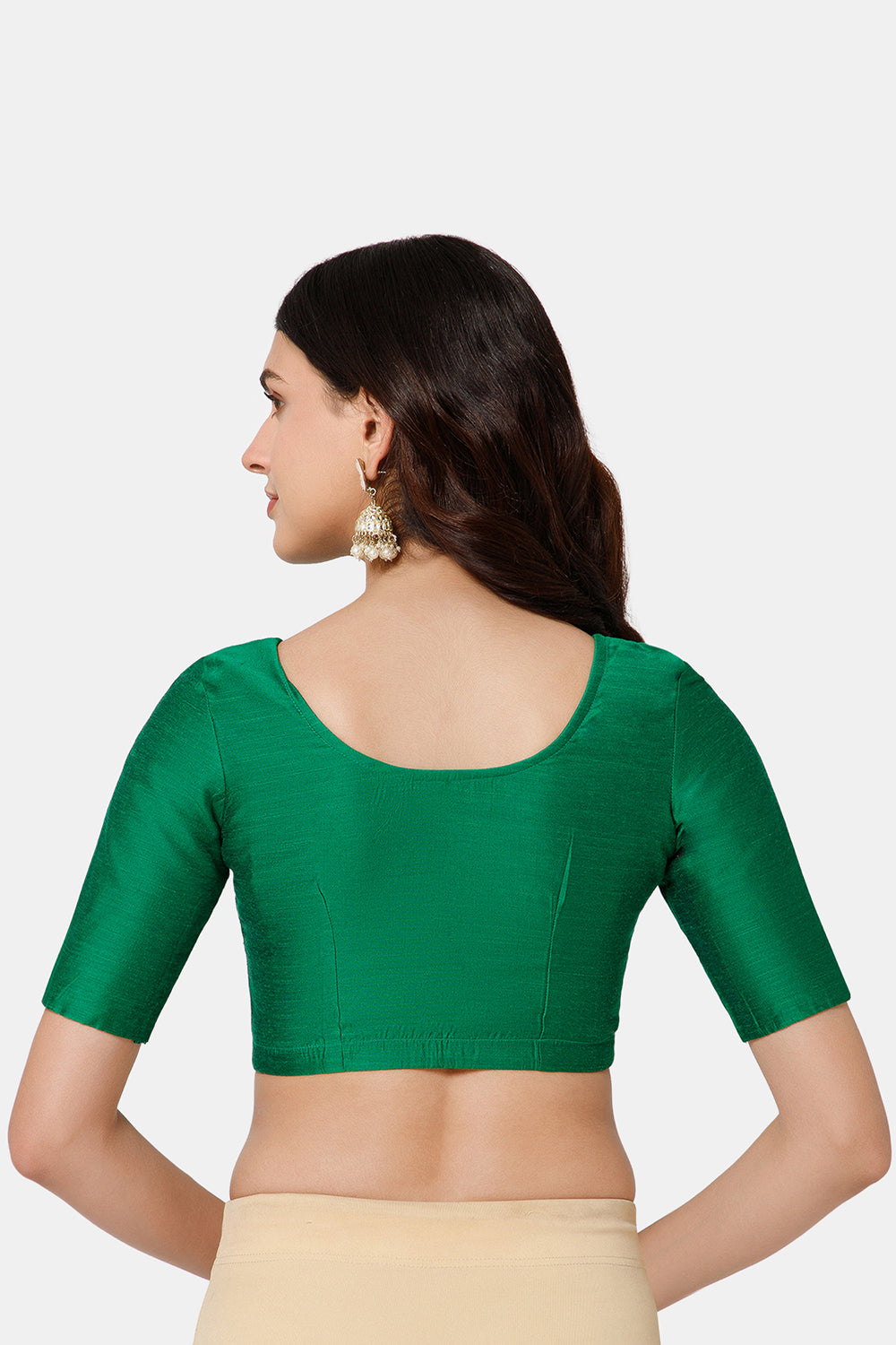 Naidu Hall Women’s Cotton Blouse – U-Neck Front Open Blouse with Elbow Sleeves & Princess Cut | Elegant Everyday & Ethnic Wear - BU17