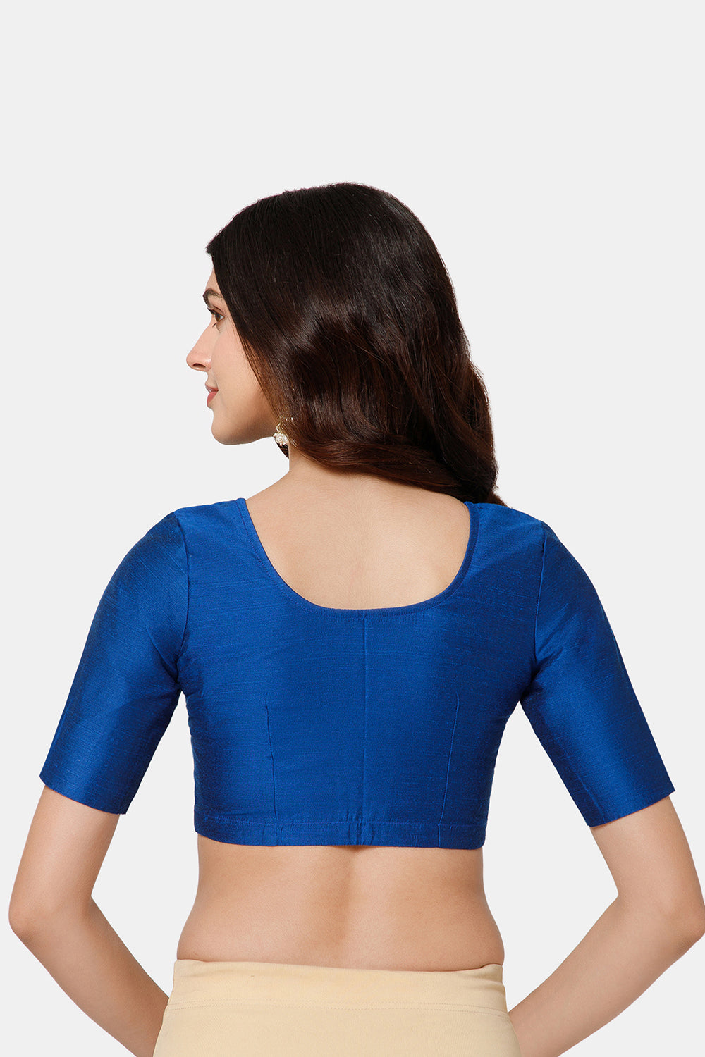 Naidu Hall Women’s Cotton Blouse – U-Neck Front Open Blouse with Elbow Sleeves & Princess Cut | Elegant Everyday & Ethnic Wear - BU17