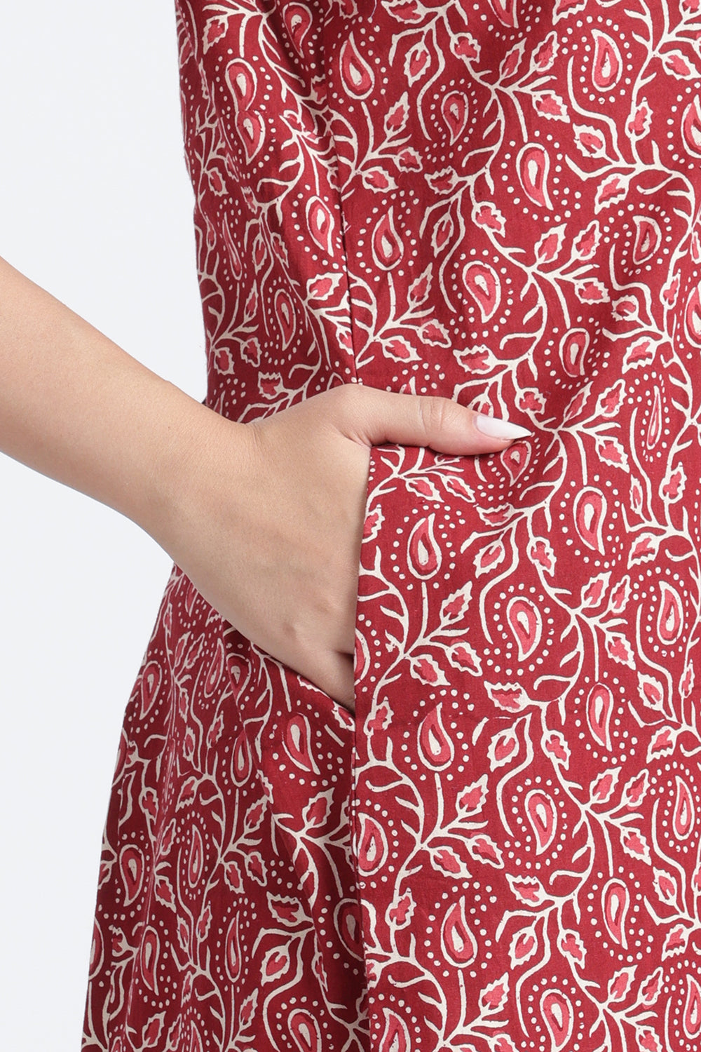 Naidu Hall Women’s Printed Cotton Nighty | Full-Length Daily Wear & Sleepwear Nightdress with Square Neck & Mandarin Collar
 - NB22