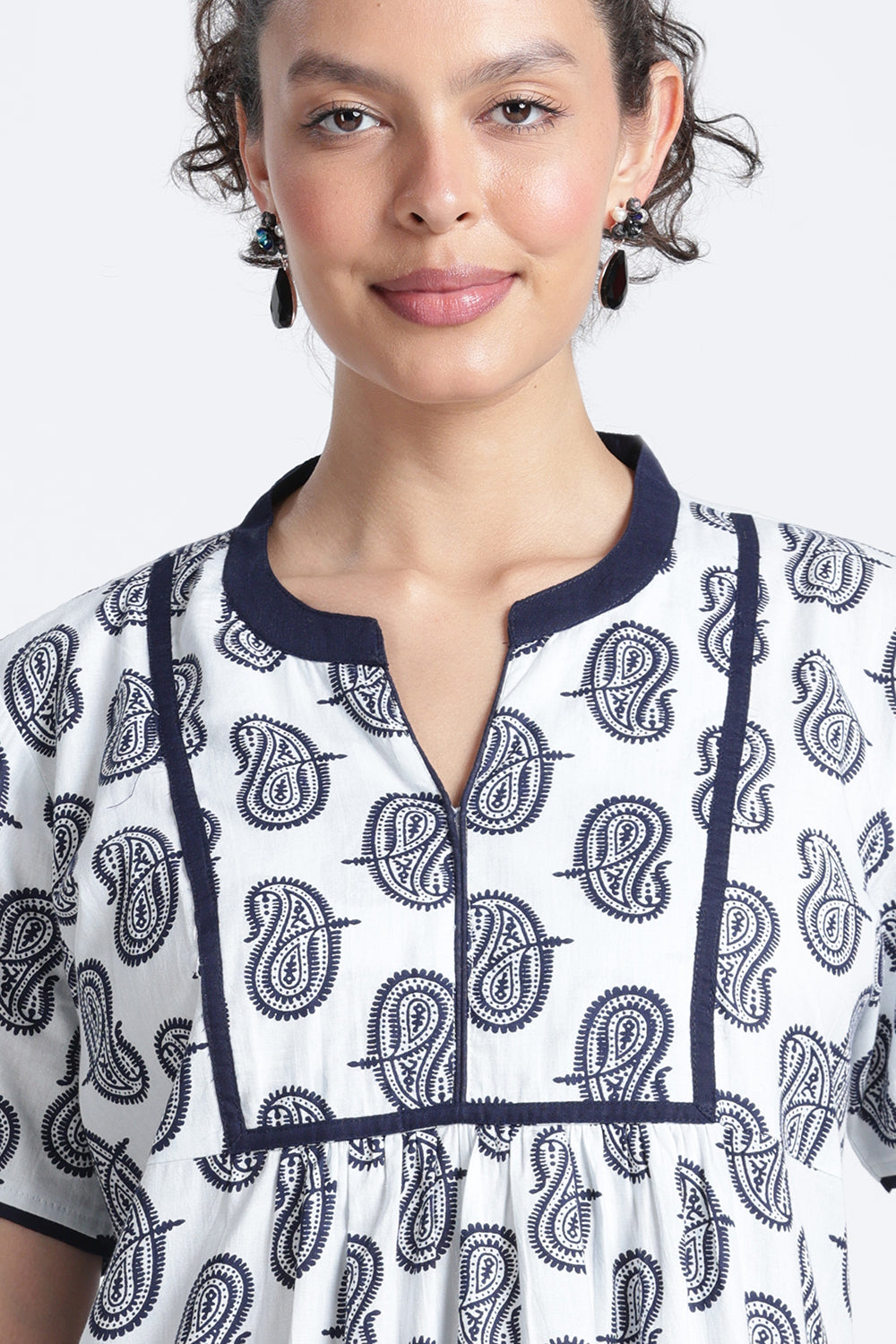 Naidu Hall Women’s Printed Cotton Nighty | Full-Length Daily Wear & Sleepwear Nightdress with V-Neck & Frock-Style Gathers
 - NB21