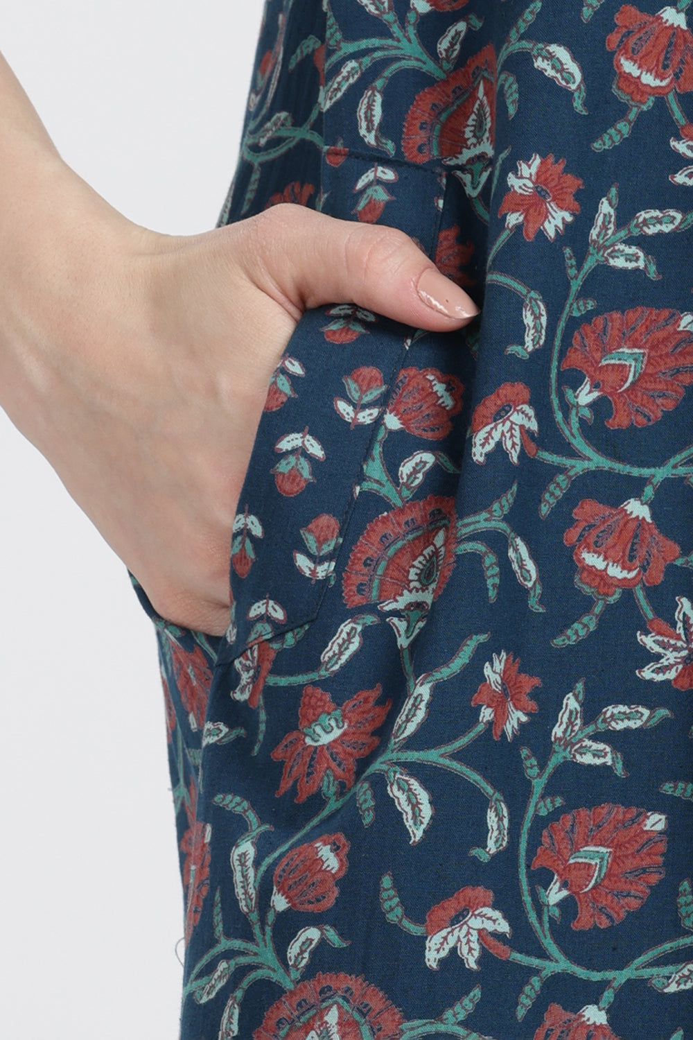 Naidu Hall Women’s Floral Printed Cotton Blend Nighty | Full-Length Round Neck Daily Wear Nightdress
 - NB14