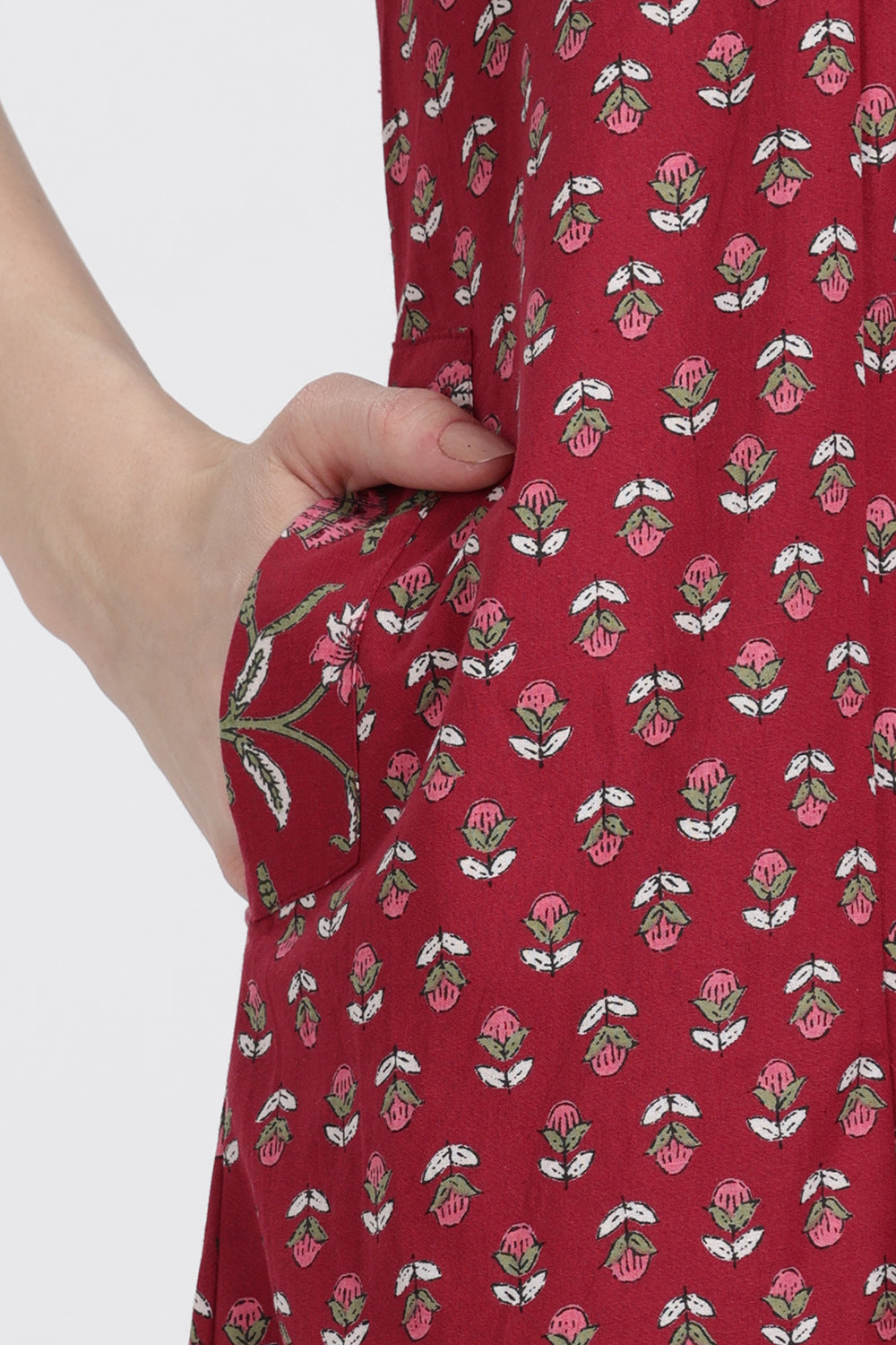 Naidu Hall Women’s Floral Printed Cotton Blend Nighty | Full-Length Round Neck Daily Wear Nightdress
 - NB15