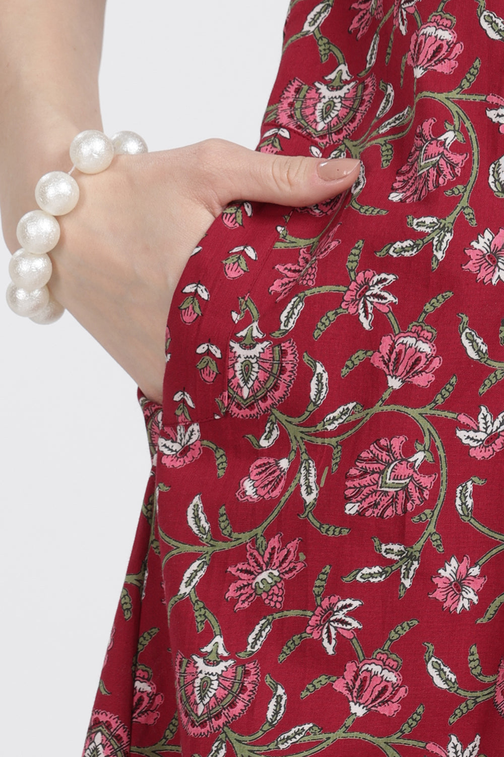 Naidu Hall Women’s Floral Printed Cotton Blend Nighty | Full-Length Round Neck Daily Wear Nightdress
 - NB14