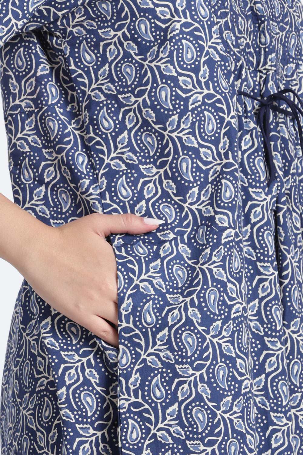 Naidu Hall Women’s Printed Cotton Nighty | Full-Length Daily Wear & Sleepwear Nightdress with Square Neck & Mandarin Collar
 - NB22