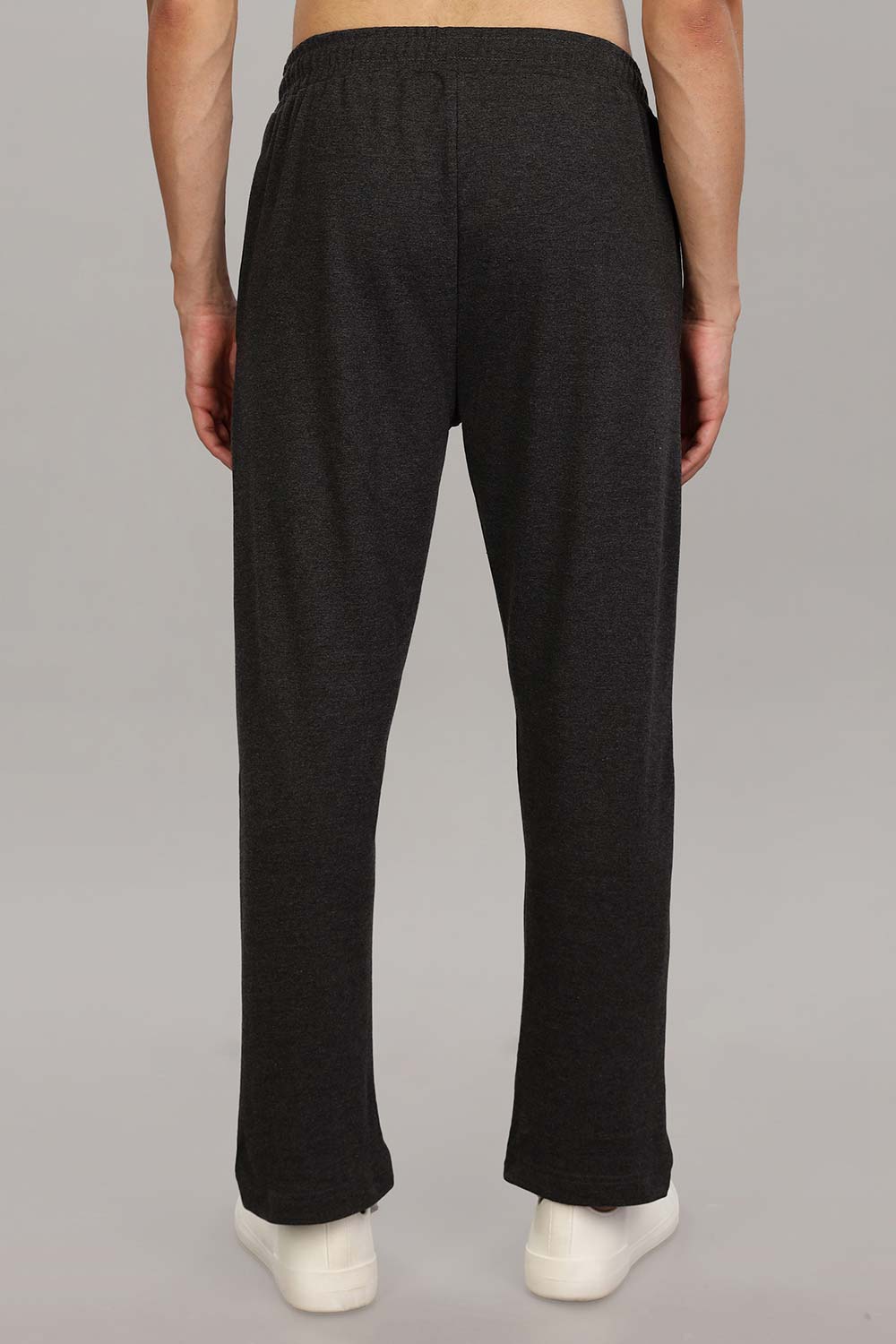 Enhance  Men's Cotton Blend Knitted Track Pants with Zipper Pocket and Drawstring Daily Wear & Sleepwear  - Black Melange - TP01