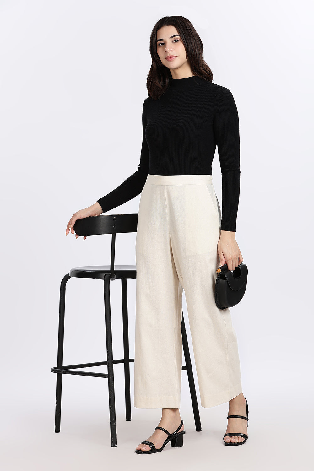 Mythri Women’s Straight Wide-Leg Pant – Cotton Blend Everyday Wear with Drawstring and Pockets | Comfortable & Elegant - TD02