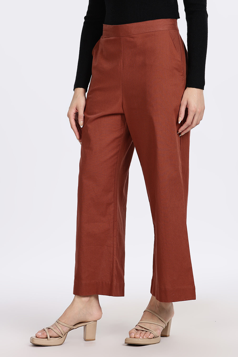 Mythri Women’s Straight Wide-Leg Pant – Cotton Blend Everyday Wear with Drawstring and Pockets | Comfortable & Elegant - TD02