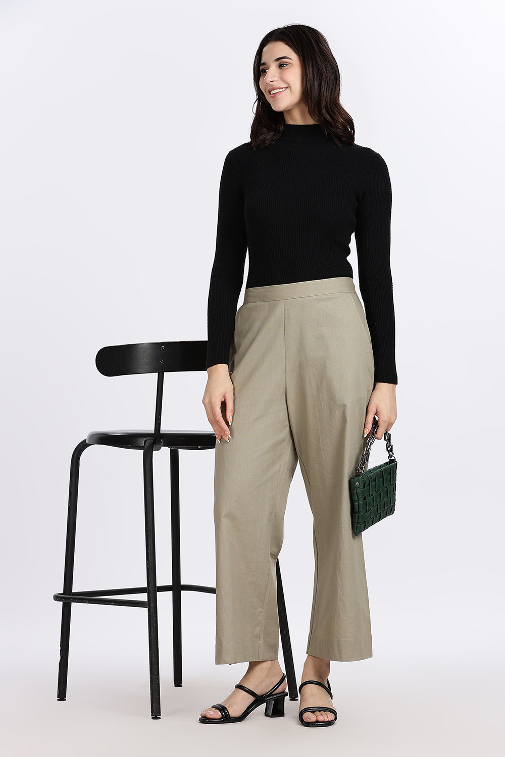 Mythri Women’s Straight Wide-Leg Pant – Cotton Blend Everyday Wear with Drawstring and Pockets | Comfortable & Elegant - TD02