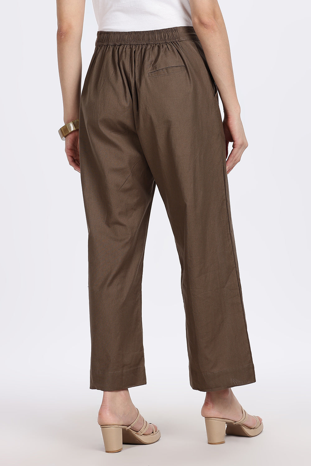 Mythri Women’s Straight Wide-Leg Pant – Cotton Blend Everyday Wear with Drawstring and Pockets | Comfortable & Elegant - TD02