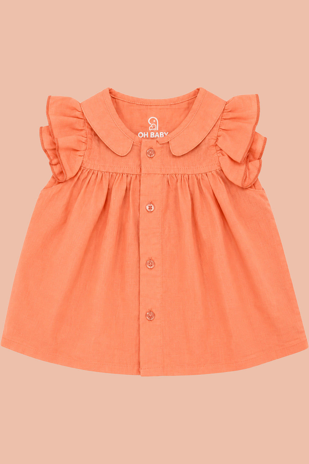 Oh Baby 100% Pure Cotton Everyday Comfort Baby Vest – Soft Breathable Infant Innerwear for Newborn Boys & Girls - Peach - FR10