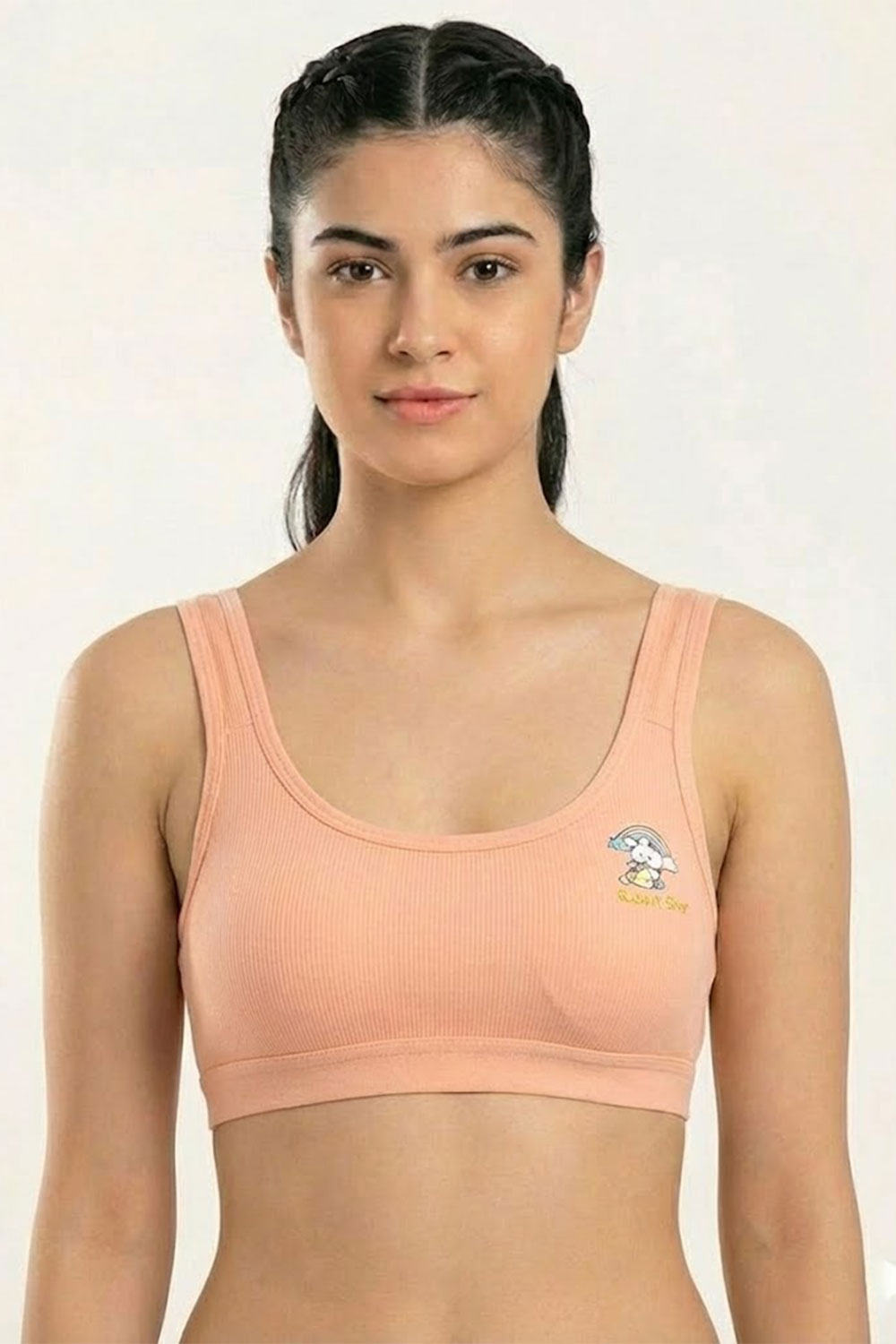 Teen Girls’ Printed Padded Sport Bra – Medium-Coverage, Sweat-Absorbent & Seamless Comfort - 713