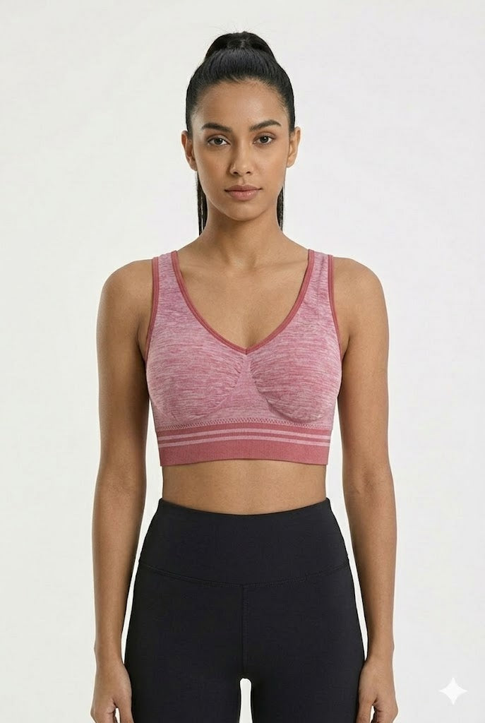 Padded Sports Bra for Women & Teen Girls – Seamless Non Wired Cotton Blend Gym Bra | Removable Pads Sweat Absorbent Workout & Training Bra - 168L