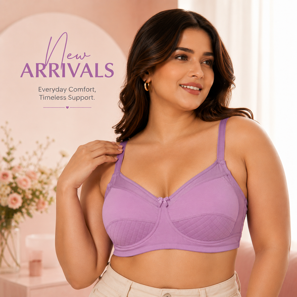 Intimacy Cotton Full Coverage Bra for Women – Non Wired M-Frame Support Bra | Plush Comfort Daily Wear Cotton Bra | Seam Support with Smooth Back Panel - PP01