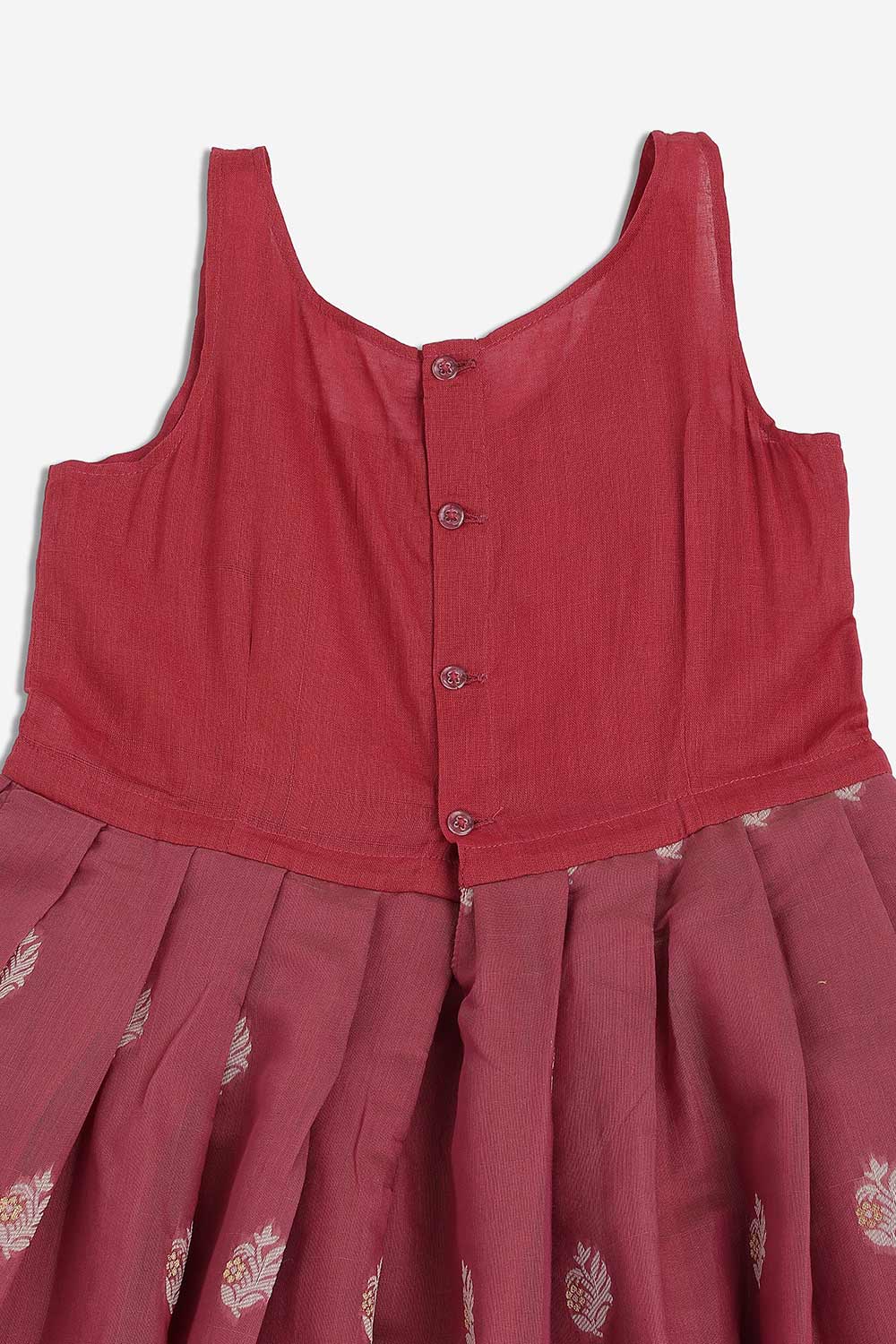 Chittythalli Girls Chanderi Pavadai Set – Asymmetrical Embroidered Top with Knife Pleated Skirt | Traditional Ethnic Wear for Girls - PS11