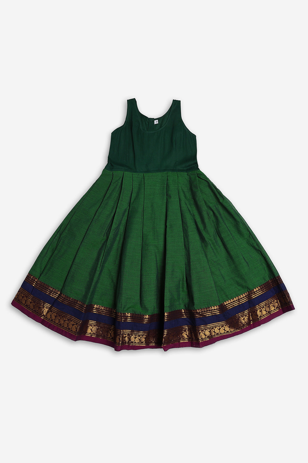 Chittythali Girls Handloom Kanchi Cotton Pavadai Set | Traditional Peplum Top & Pleated Skirt Set | Kids Ethnic Wear | Temple, Festive & Wedding Wear for Girls - PS16