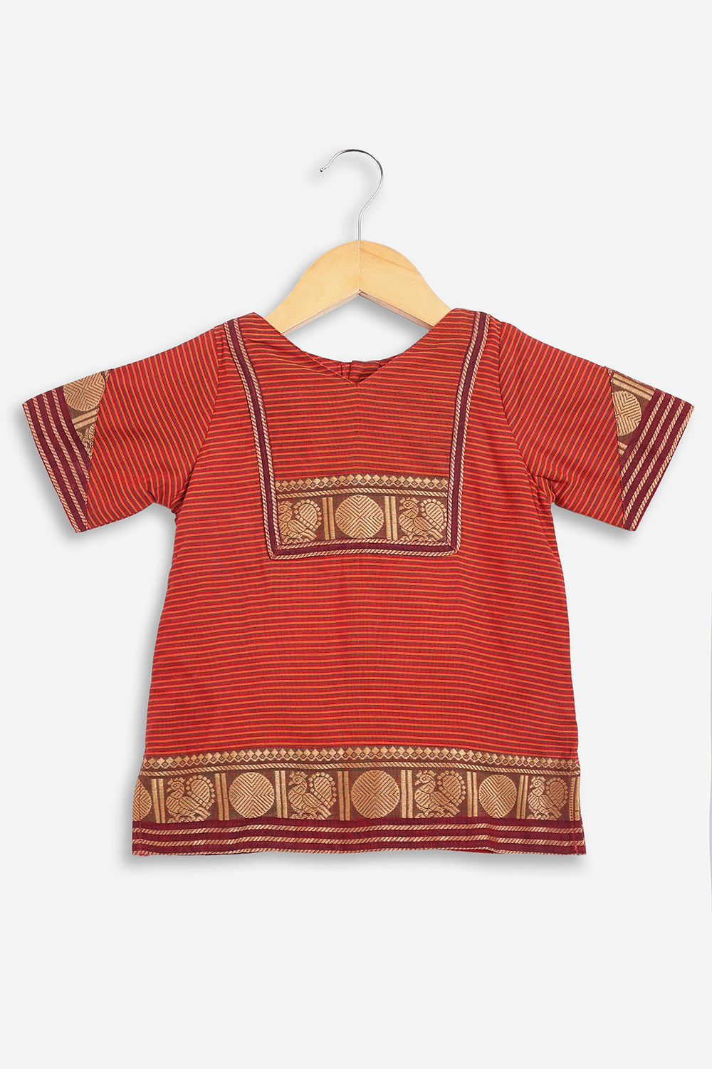 Chittythali Girls Handloom Kanchi Cotton Pavadai Set | Traditional Cotton Top & Skirt Set for Girls | Ethnic Wear | Temple, Festive, Wedding & Occasion Wear - PS17