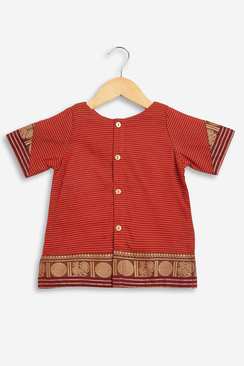 Chittythali Girls Handloom Kanchi Cotton Pavadai Set | Traditional Cotton Top & Skirt Set for Girls | Ethnic Wear | Temple, Festive, Wedding & Occasion Wear - PS17