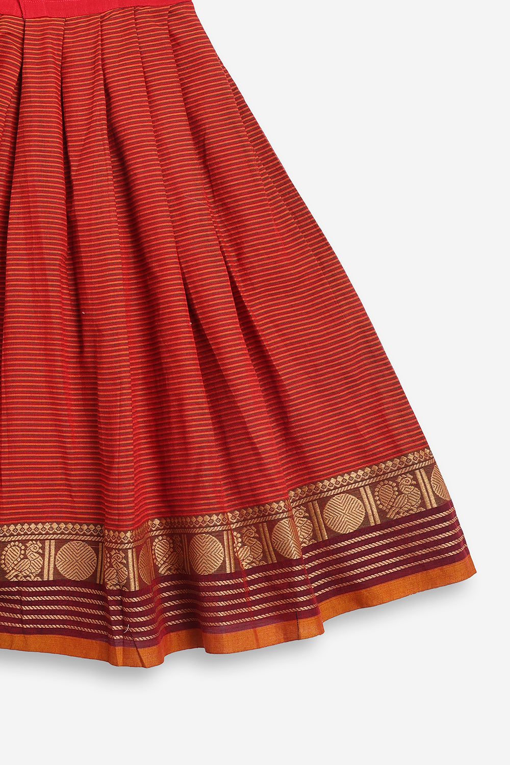 Chittythali Girls Handloom Kanchi Cotton Pavadai Set | Traditional Cotton Top & Skirt Set for Girls | Ethnic Wear | Temple, Festive, Wedding & Occasion Wear - PS17