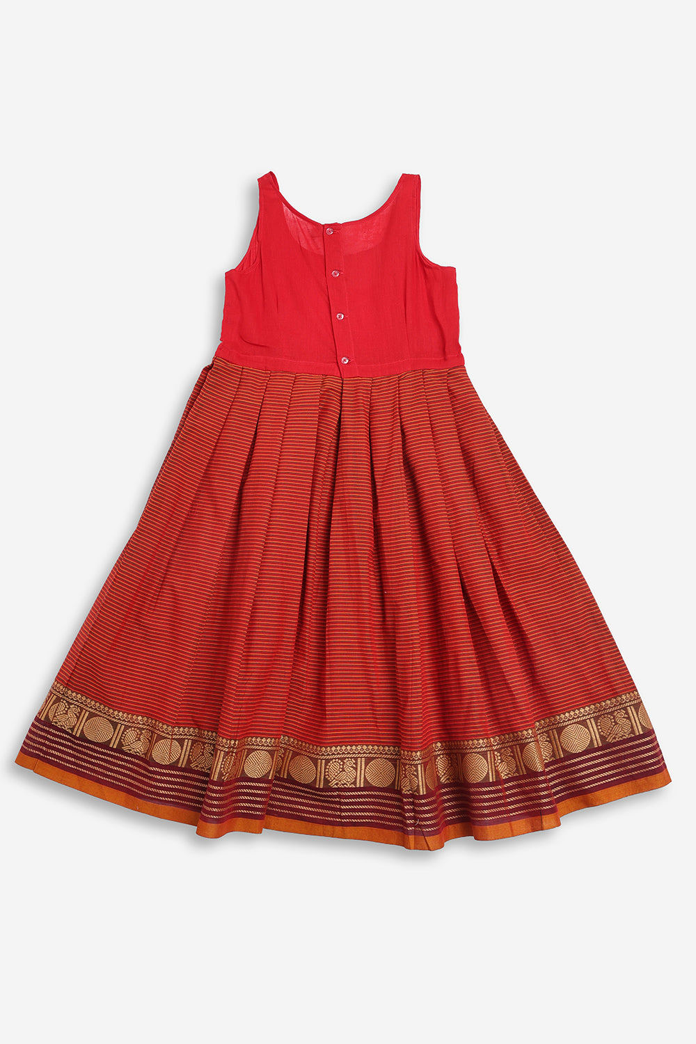 Chittythali Girls Handloom Kanchi Cotton Pavadai Set | Traditional Cotton Top & Skirt Set for Girls | Ethnic Wear | Temple, Festive, Wedding & Occasion Wear - PS17