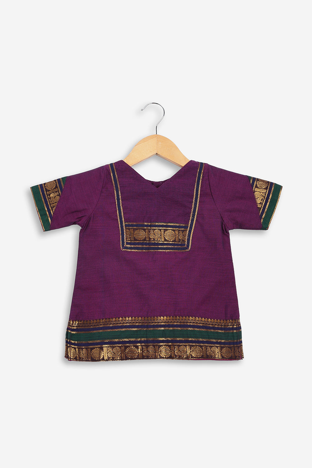 Chittythali Girls Handloom Kanchi Cotton Pavadai Set | Traditional Cotton Top & Skirt Set for Girls | Ethnic Wear | Temple, Festive, Wedding & Occasion Wear - PS17