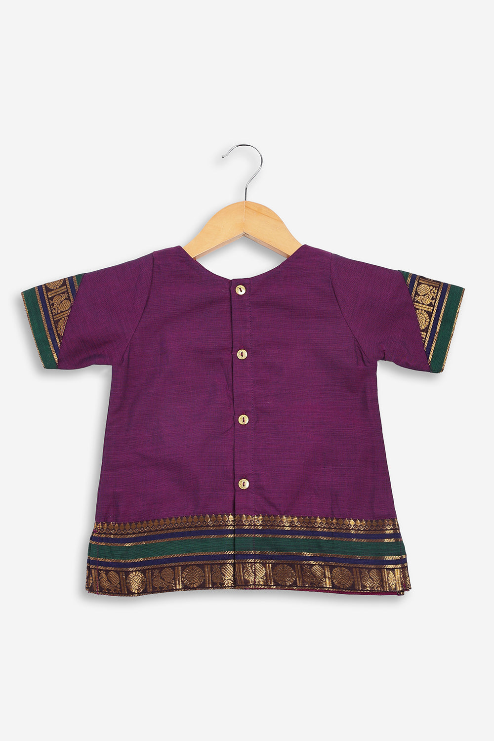 Chittythali Girls Handloom Kanchi Cotton Pavadai Set | Traditional Cotton Top & Skirt Set for Girls | Ethnic Wear | Temple, Festive, Wedding & Occasion Wear - PS17