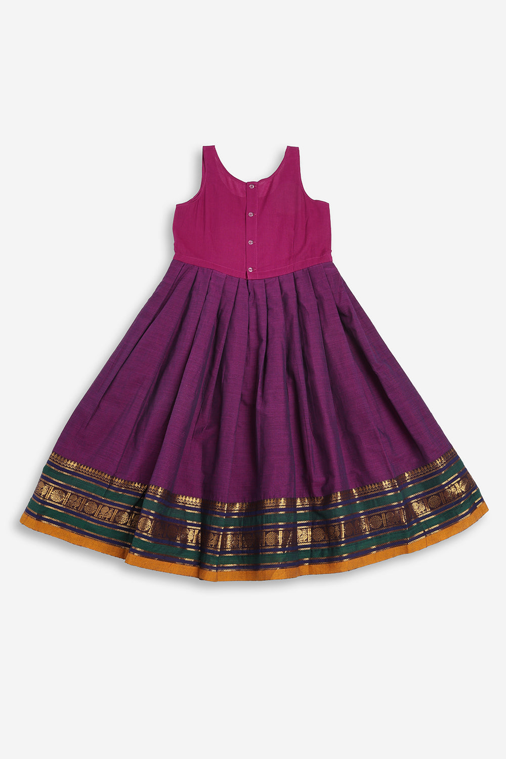 Chittythali Girls Handloom Kanchi Cotton Pavadai Set | Traditional Cotton Top & Skirt Set for Girls | Ethnic Wear | Temple, Festive, Wedding & Occasion Wear - PS17