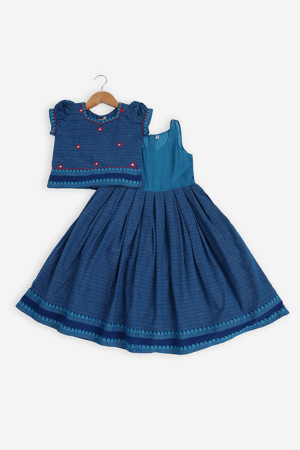 Chittythali Girls Cotton Blend Pavadai Set with Kali Skirt | Traditional Ethnic Wear & Festive Wear for Girls - PS88