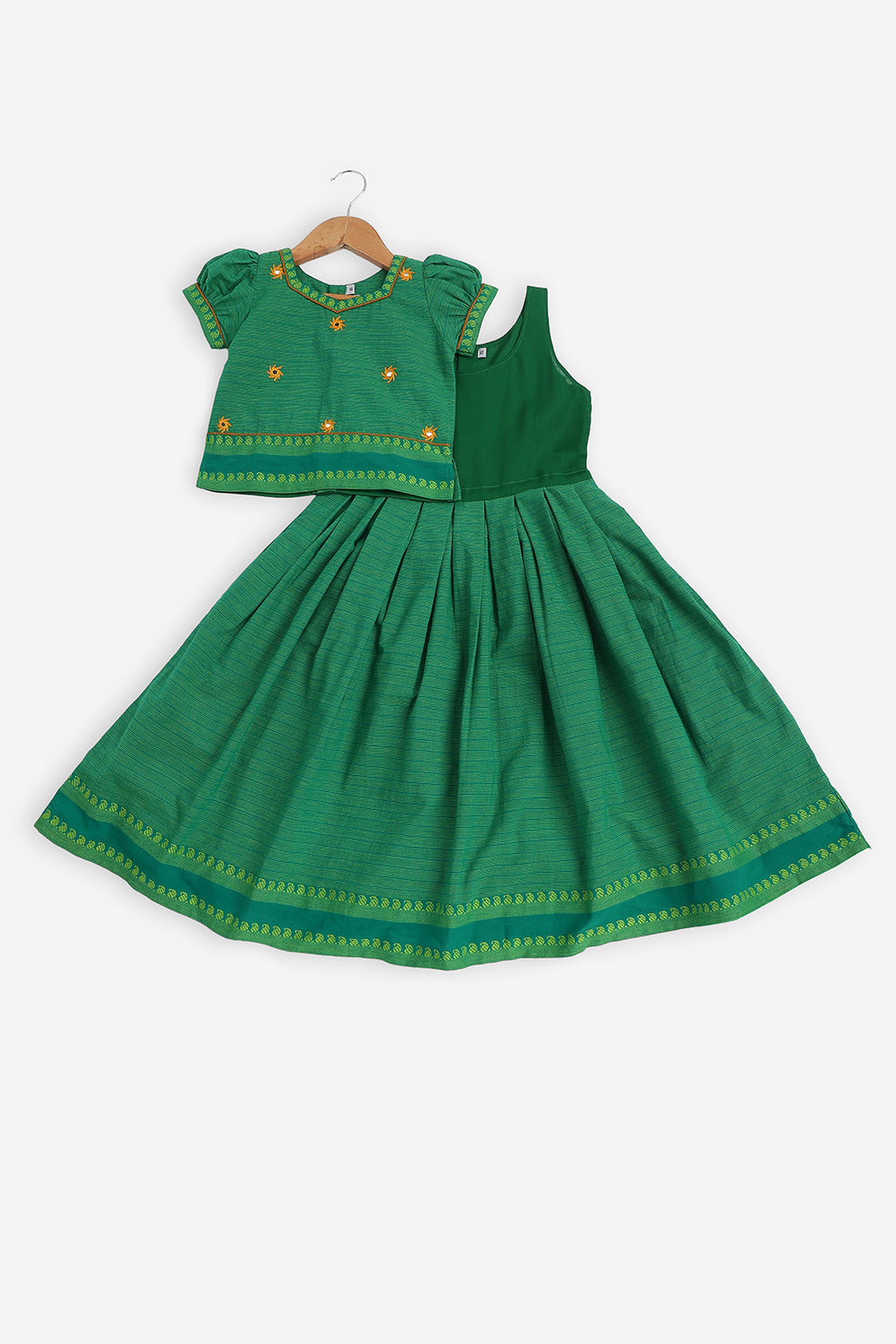 Chittythali Girls Cotton Blend Pavadai Set with Kali Skirt | Traditional Ethnic Wear & Festive Wear for Girls - PS88