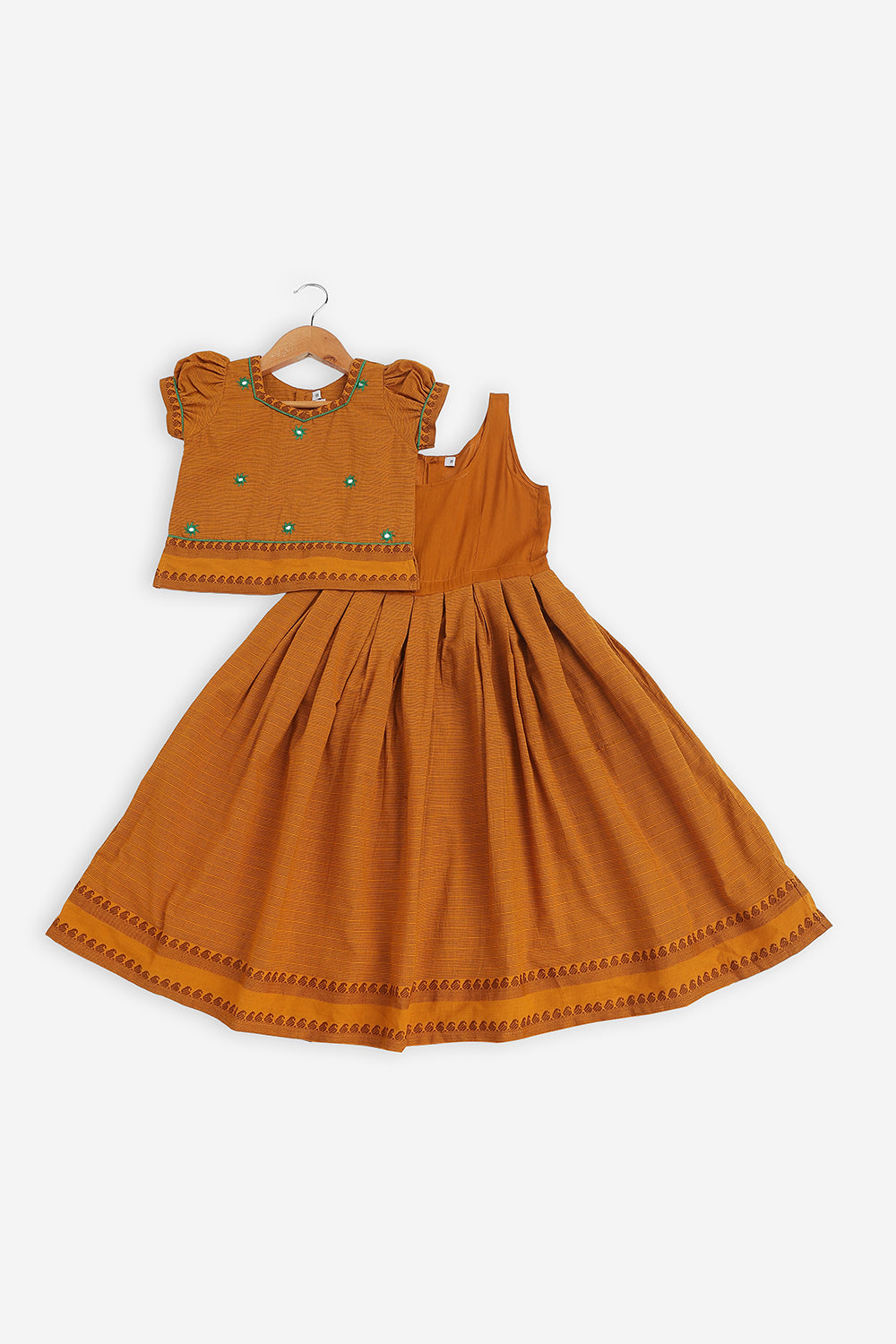 Chittythali Girls Cotton Blend Pavadai Set with Kali Skirt | Traditional Ethnic Wear & Festive Wear for Girls - PS88