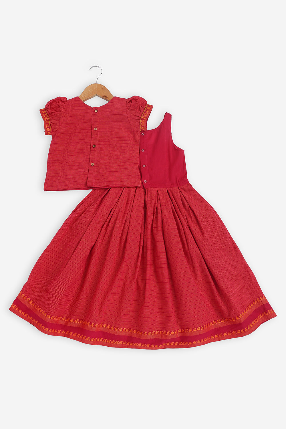 Chittythali Girls Cotton Blend Pavadai Set with Kali Skirt | Traditional Ethnic Wear & Festive Wear for Girls - PS88