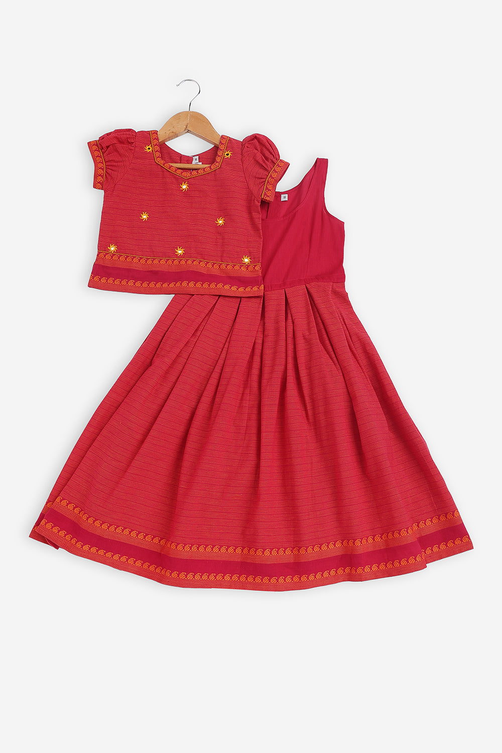 Chittythali Girls Cotton Blend Pavadai Set with Kali Skirt | Traditional Ethnic Wear & Festive Wear for Girls - PS88