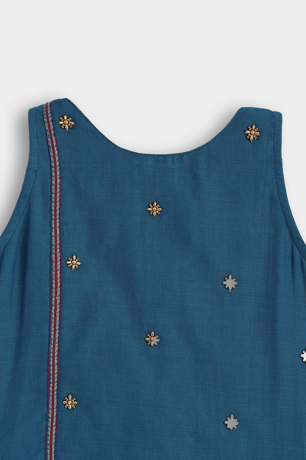 Chittythalli Girls Pavadai Set – Handloom Cotton Asymmetrical Top with Bead Embroidery & Pleated Skirt | Traditional Ethnic Wear - PS95