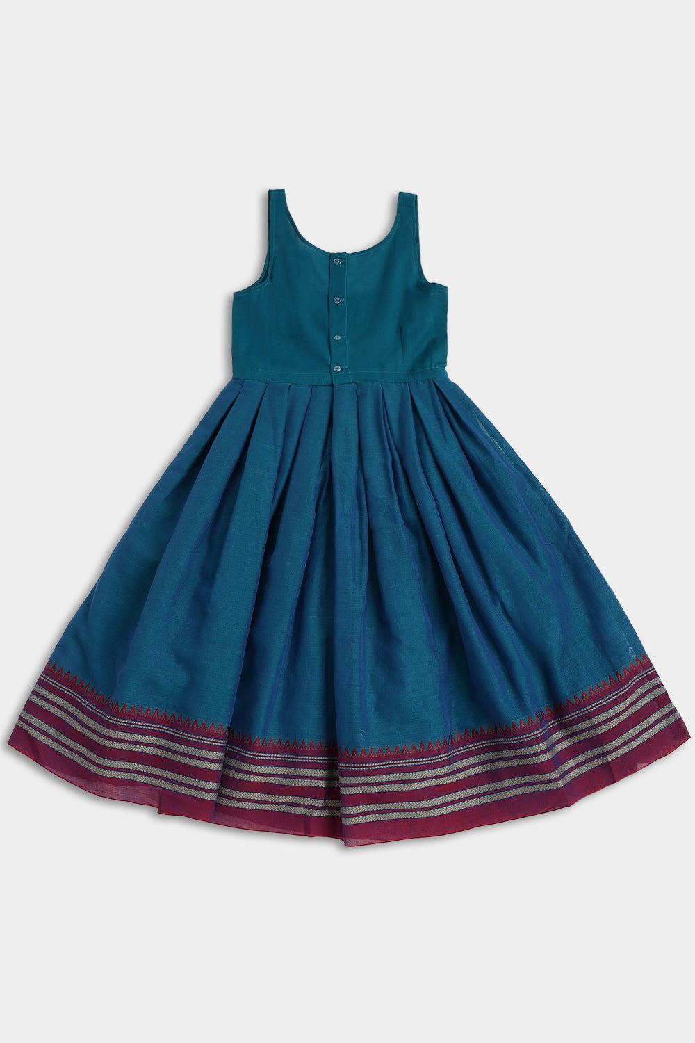 Chittythalli Girls Pavadai Set – Handloom Cotton Asymmetrical Top with Bead Embroidery & Pleated Skirt | Traditional Ethnic Wear - PS95