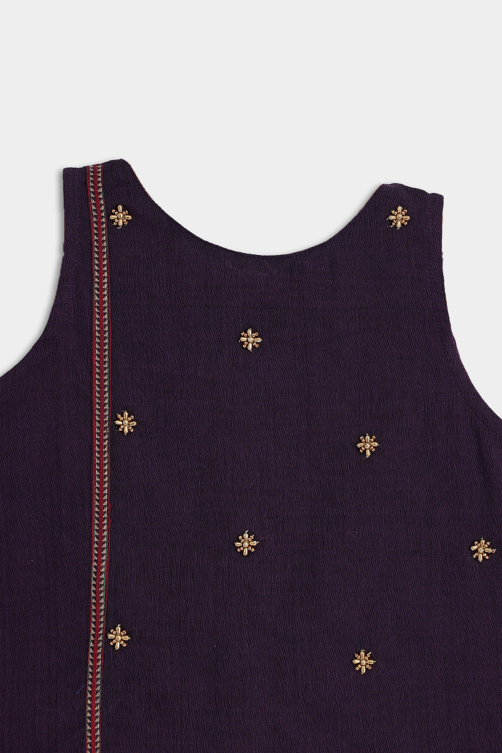 Chittythalli Girls Pavadai Set – Handloom Cotton Asymmetrical Top with Bead Embroidery & Pleated Skirt | Traditional Ethnic Wear - PS95