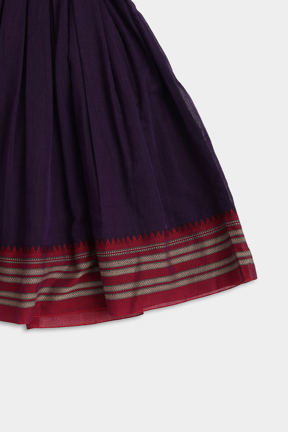 Chittythalli Girls Pavadai Set – Handloom Cotton Asymmetrical Top with Bead Embroidery & Pleated Skirt | Traditional Ethnic Wear - PS95