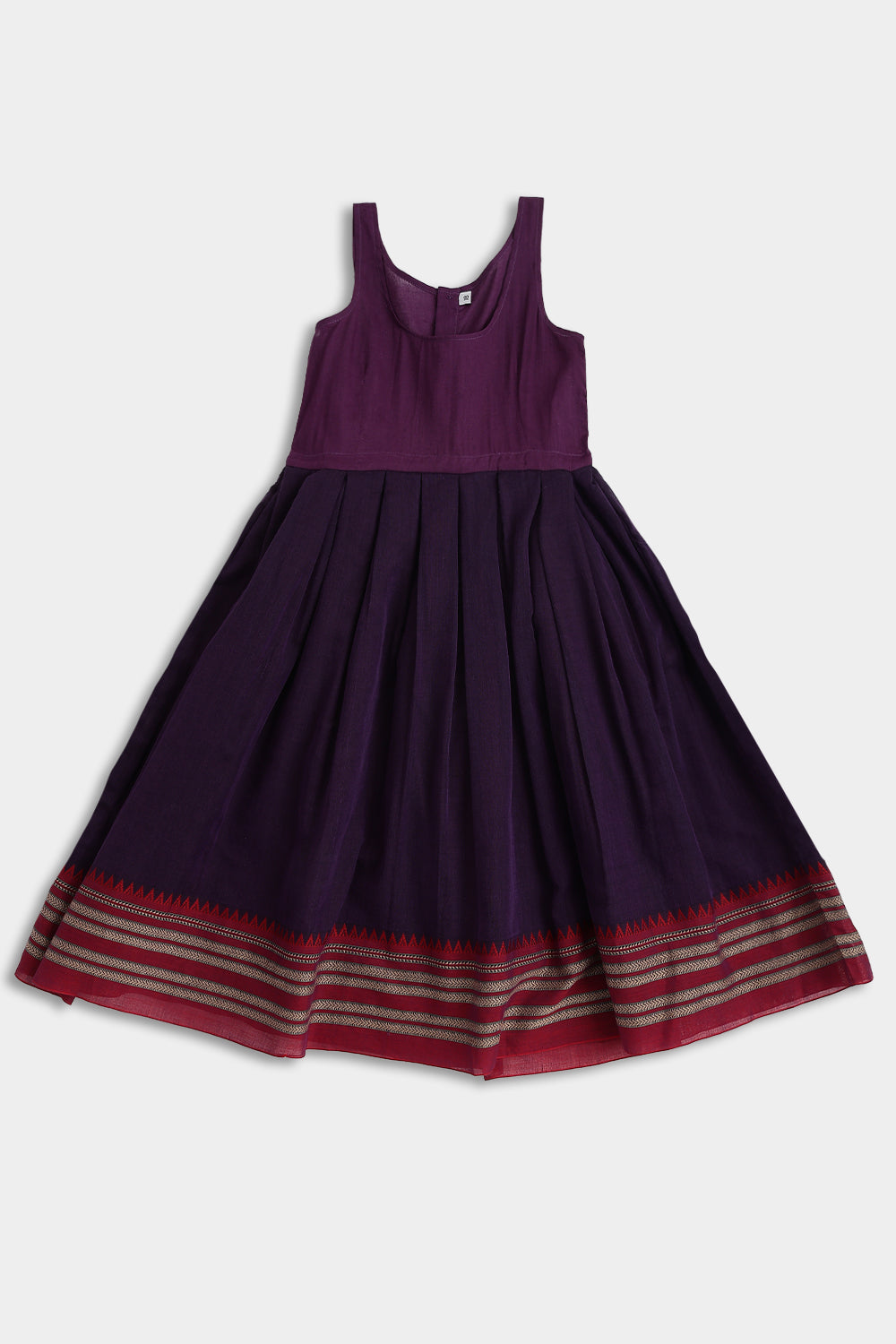 Chittythalli Girls Pavadai Set – Handloom Cotton Asymmetrical Top with Bead Embroidery & Pleated Skirt | Traditional Ethnic Wear - PS95