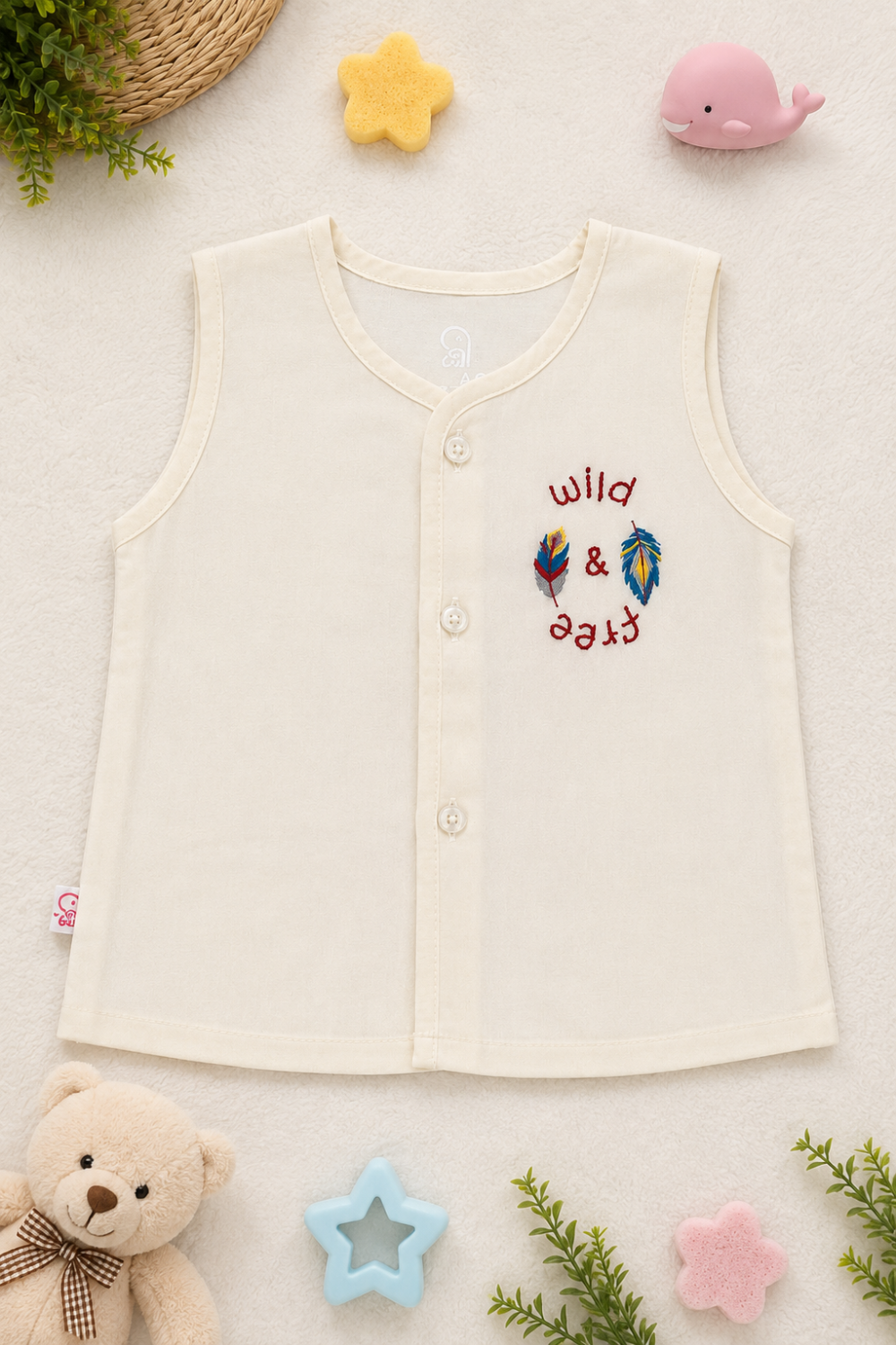 Oh Baby 100% Pure Cotton Everyday Comfort Baby Vest – Soft Breathable Infant Innerwear for Newborn Boys & Girls - Solid - PV01