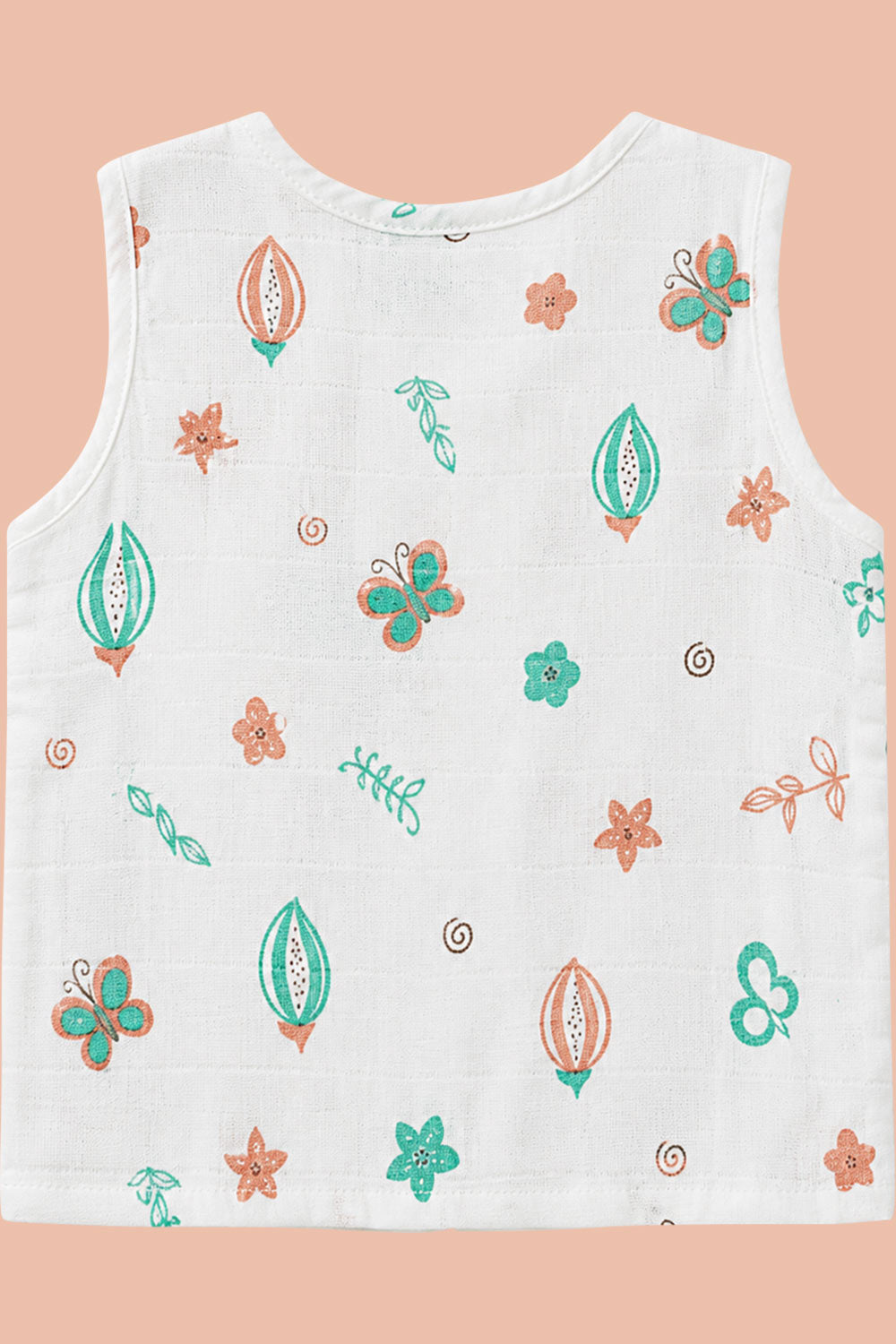Oh Baby 100% Pure Cotton Everyday Comfort Baby Vest – Soft Breathable Infant Innerwear for Newborn Boys & Girls - Printed - PV01
