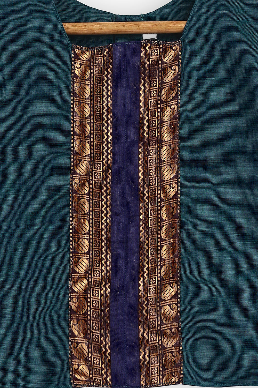 Chittythalli Girls Handloom Kanchi Cotton Pavadai Set | Traditional Cotton Ethnic Wear for Girls | Puff Sleeve Pavadai Dress with Border Patch Work - PS19